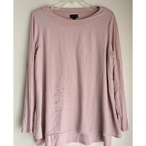 J. Jill Wearever Collection Knit Modal Chiffon Top Pink Flowy Womens Size Medium